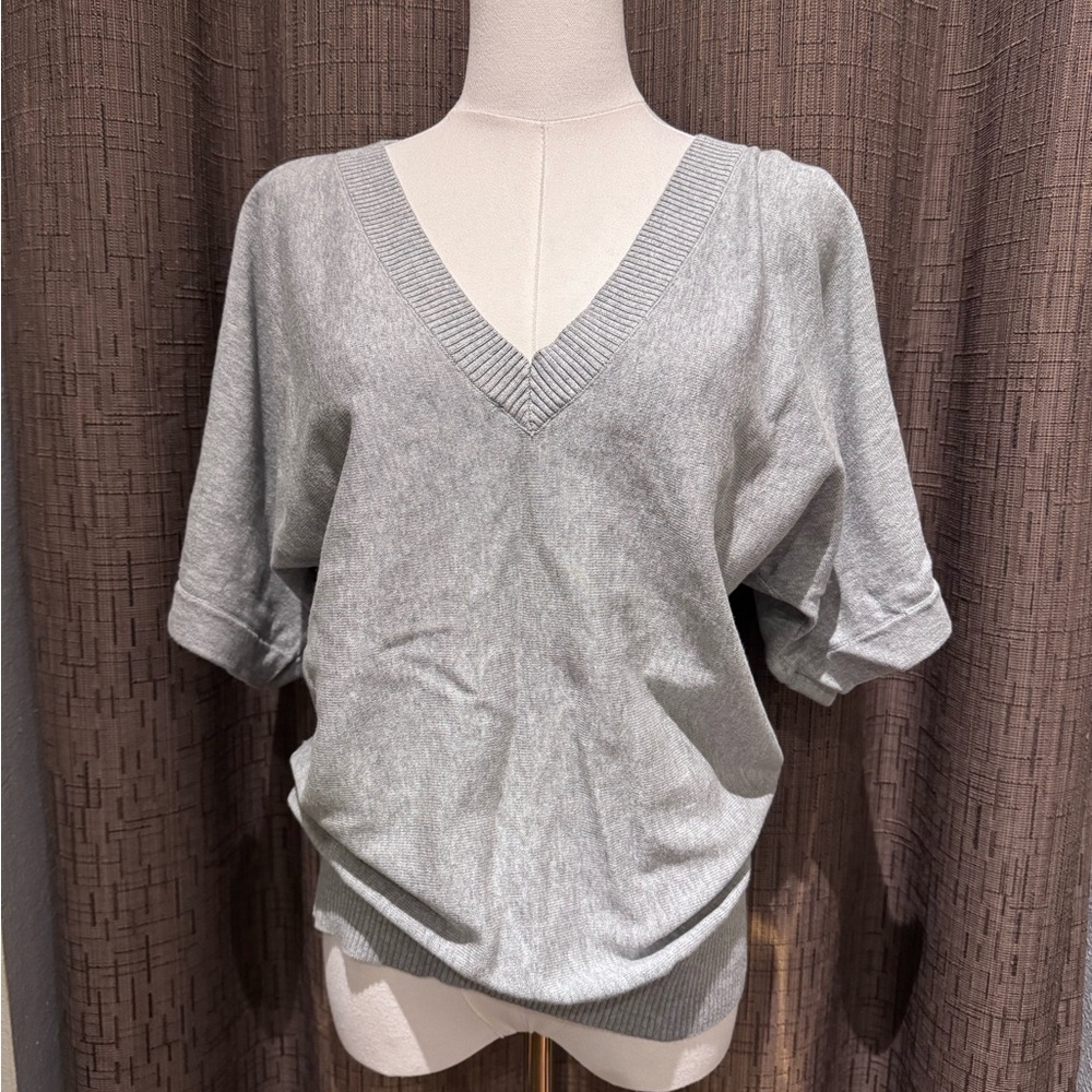 Michael Kors Gray Cold-Shoulder Dolman Sleeves Knit Sweater